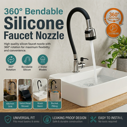 360° Flexible Silicone Faucet Nozzle – Dual Jet & Gentle Stream