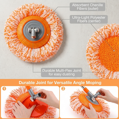 360° Rotating Multi-Functional Microfiber Spin Mop with Extendable Stainless Steel Handle