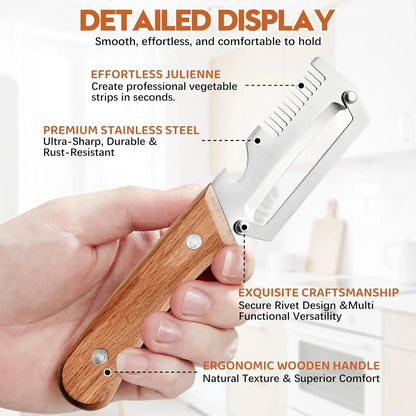 Multi-Functional 3 in 1 Wooden Handle Knife Stainless Steel Peeler & Bottle Opener