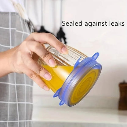 6Pcs Universal Food Silicone Cover Silicone Stretch Lids