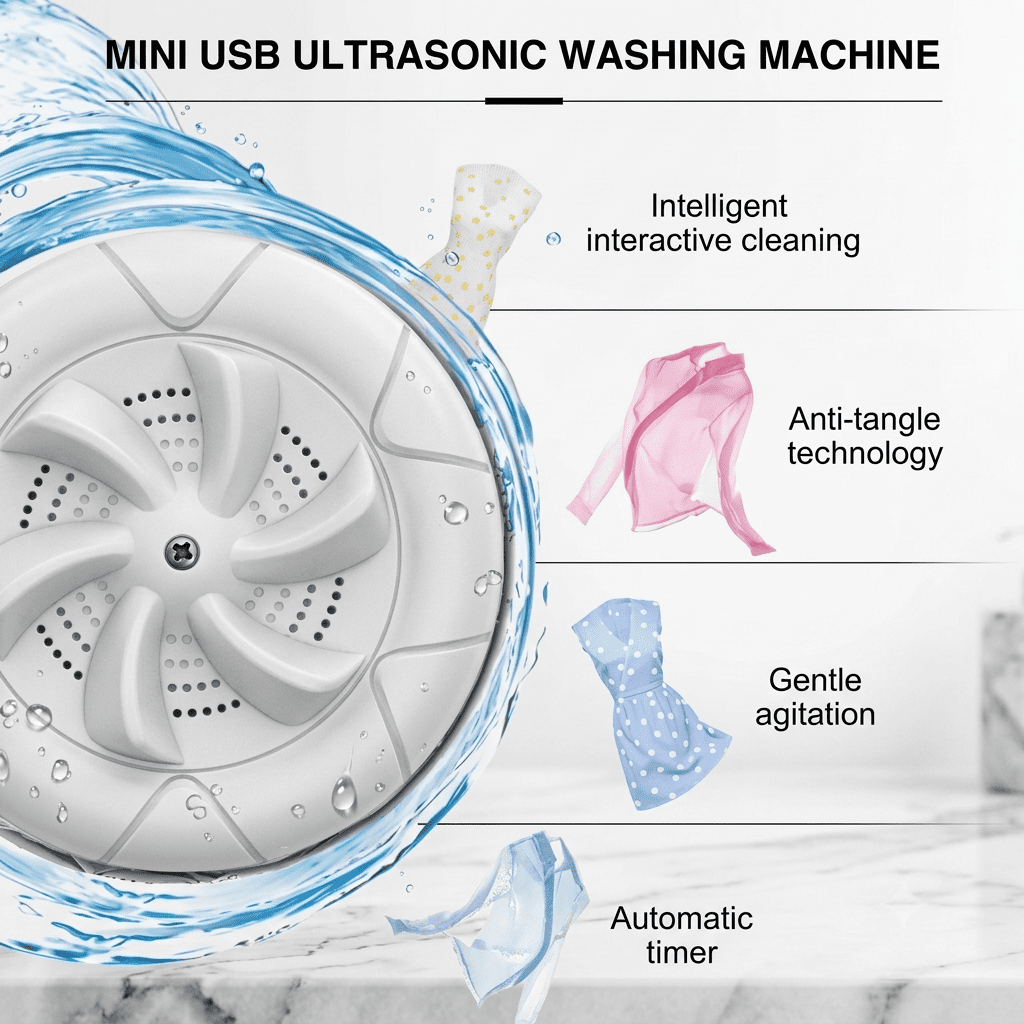 3 In 1 Portable Mini Ultrasonic Turbine Washing Machine