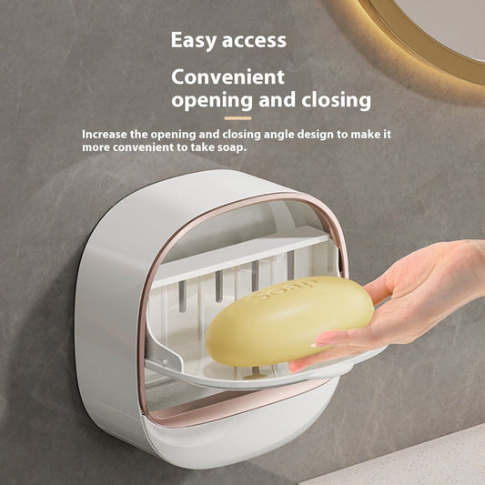 Wall Mounted Soap Holder Set with Lid Drain