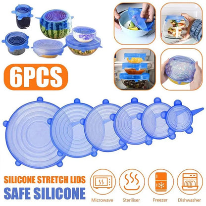 6Pcs Universal Food Silicone Cover Silicone Stretch Lids